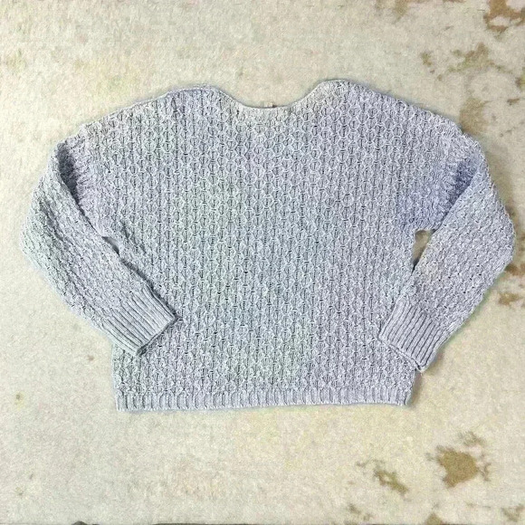 PILCRO High Low Cropped Crochet Waffle Knit Long Sleeve Sweater Women Small - Picture 11 of 12